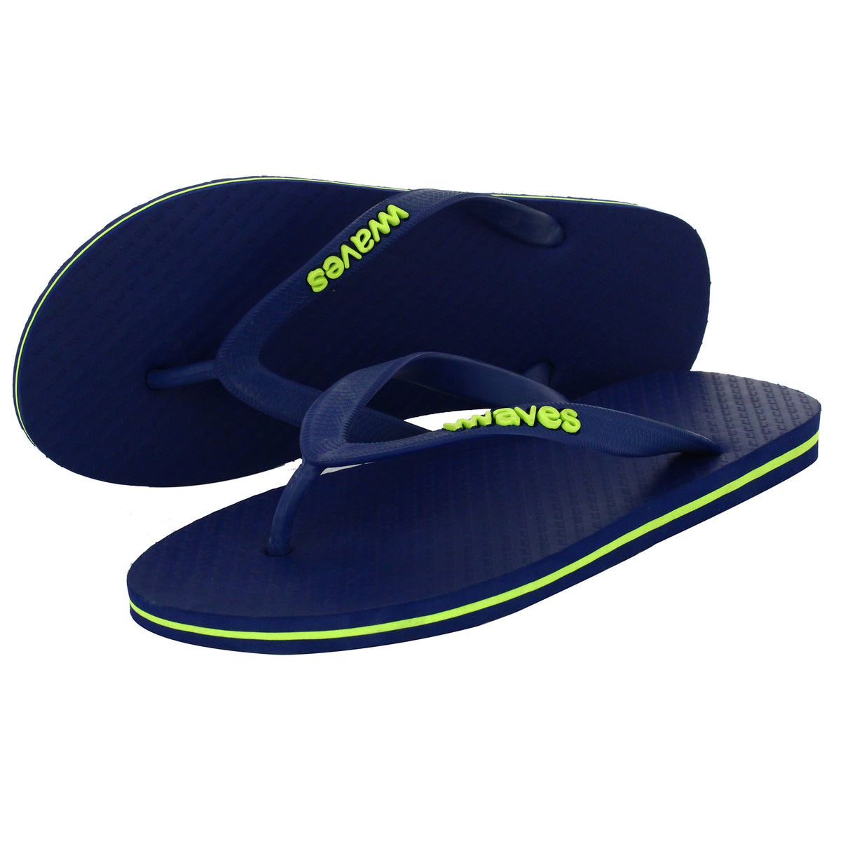 Navy Blue with Lime Green Stripe Tapered Flip Flops, Men's – Waves Flip  Flops USA