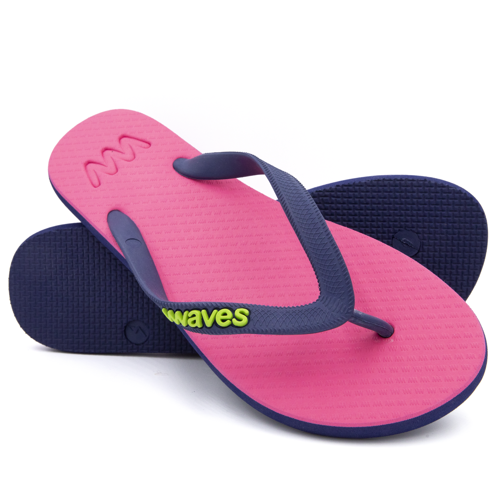 Pink and Navy Blue Twofold Women's Flip Flops – Waves Flip Flops USA