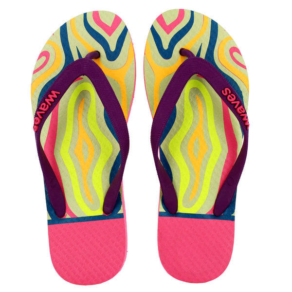 Multicolored Lines Tapered Flip Flops, Women's