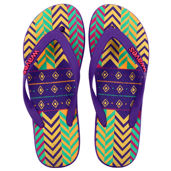 Purple Tribal Pattern Flip Flops, Women's