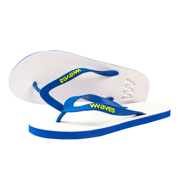 White and Blue Twofold Flip Flops, Men's