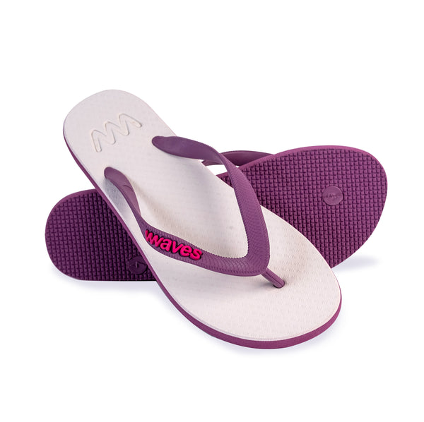 Purple and Off-White Twofold Flip Flops, Women's